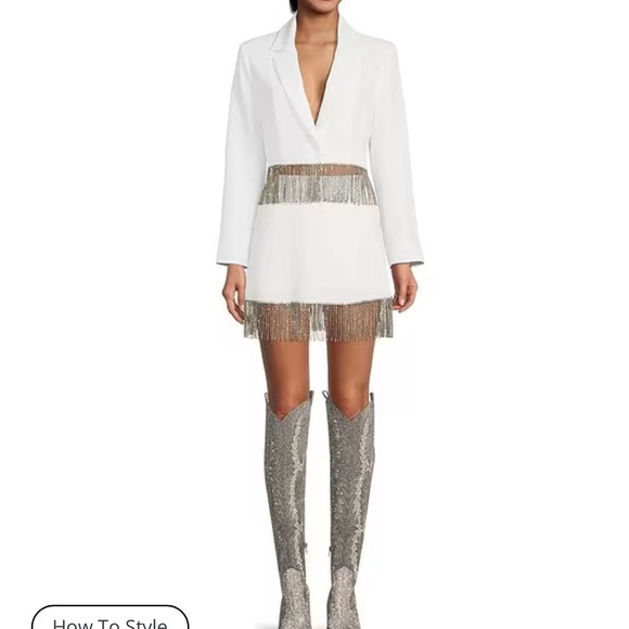 Gianni Bini Anya Rhinestone Fringe Point Collar Long Sleeve Coordinating Jacket - Picture 3 of 5